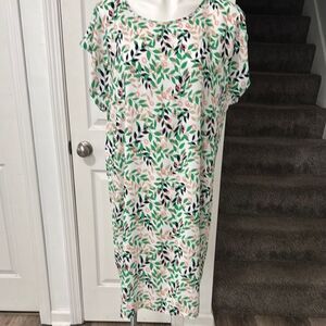 TAMSY Floral Green and White Women's Dress NWT
